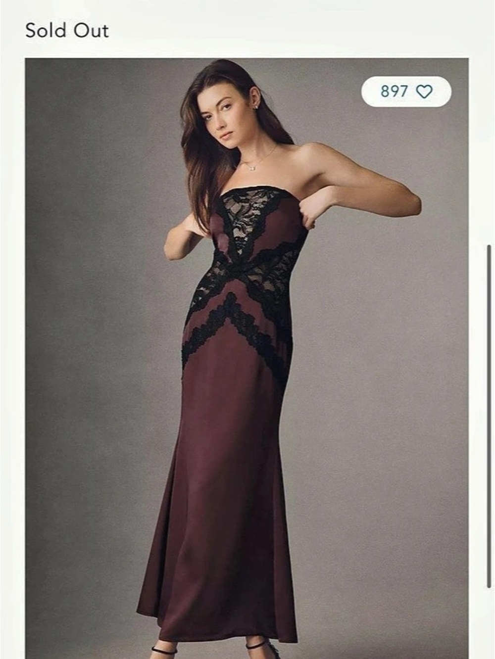 Mare Cora Mixed Lace Maxi Dress in Burgundy & Black
